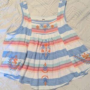 Free People Multicolor Embroidered Tank Top